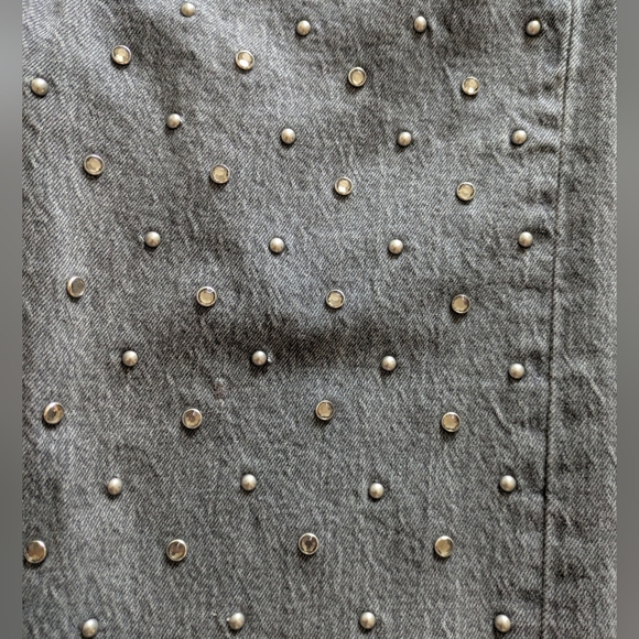 Levi's Rhinestone Hi-Rise Straight Leg Grey Jeans Sz 26 - Picture 14 of 16